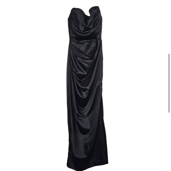 House of CB Dresses House Of Cb Adrienne Black Satin Strapless